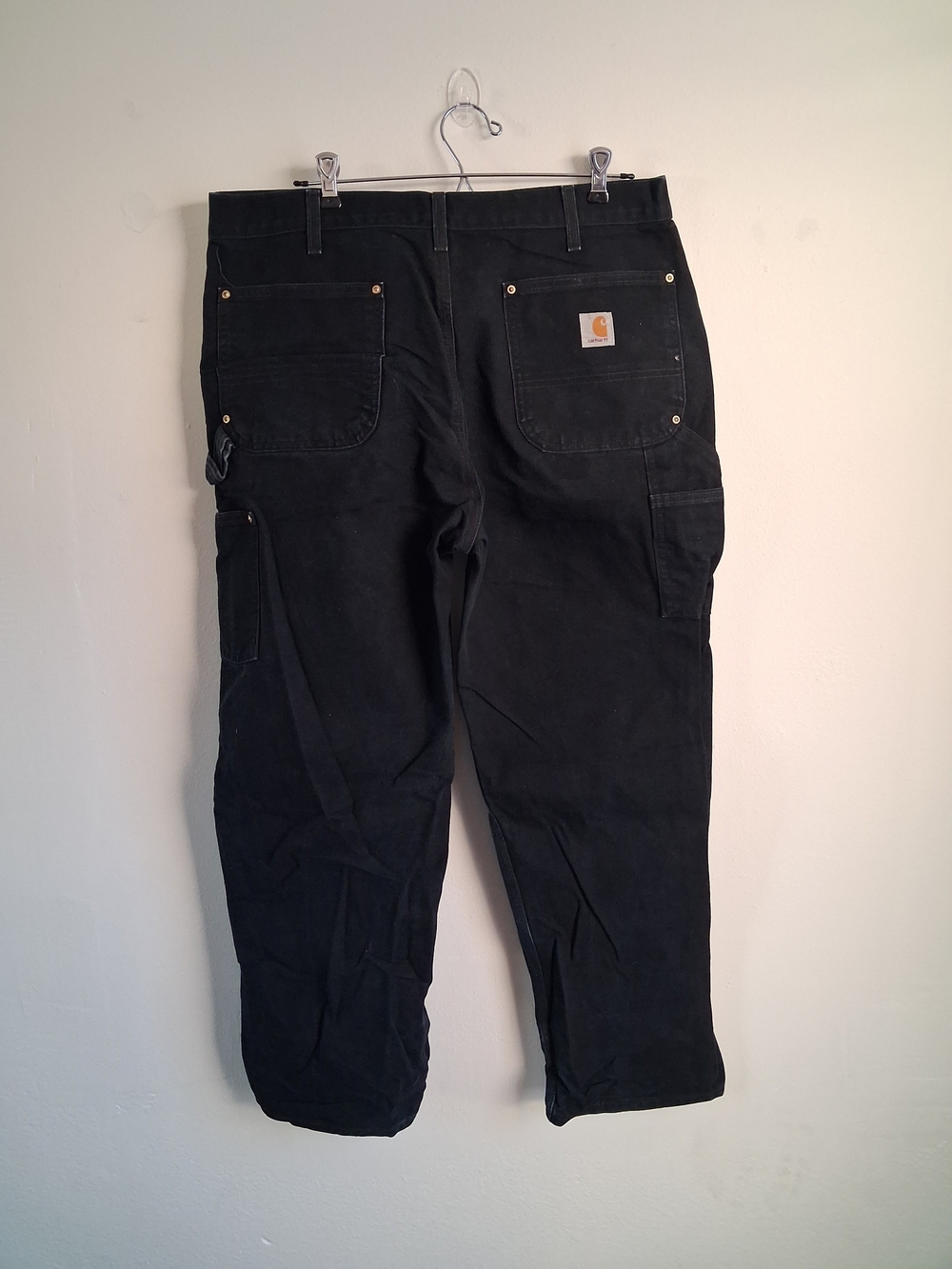 Carhartt Distressed Men’s B01 BLK Black Double Knee Trouser Pants 36x30 USA